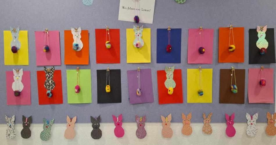 Osterei filzen, Klasse 1b